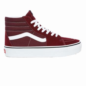 Vans SK8-Hi Platform 2.0 - Naisten Korkeavartiset tennarit - Viininpunainen/Valkoinen